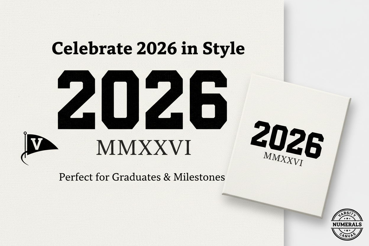 2026 Varsity Numerals Canvas | MMXXVI Roman Numerals Poster