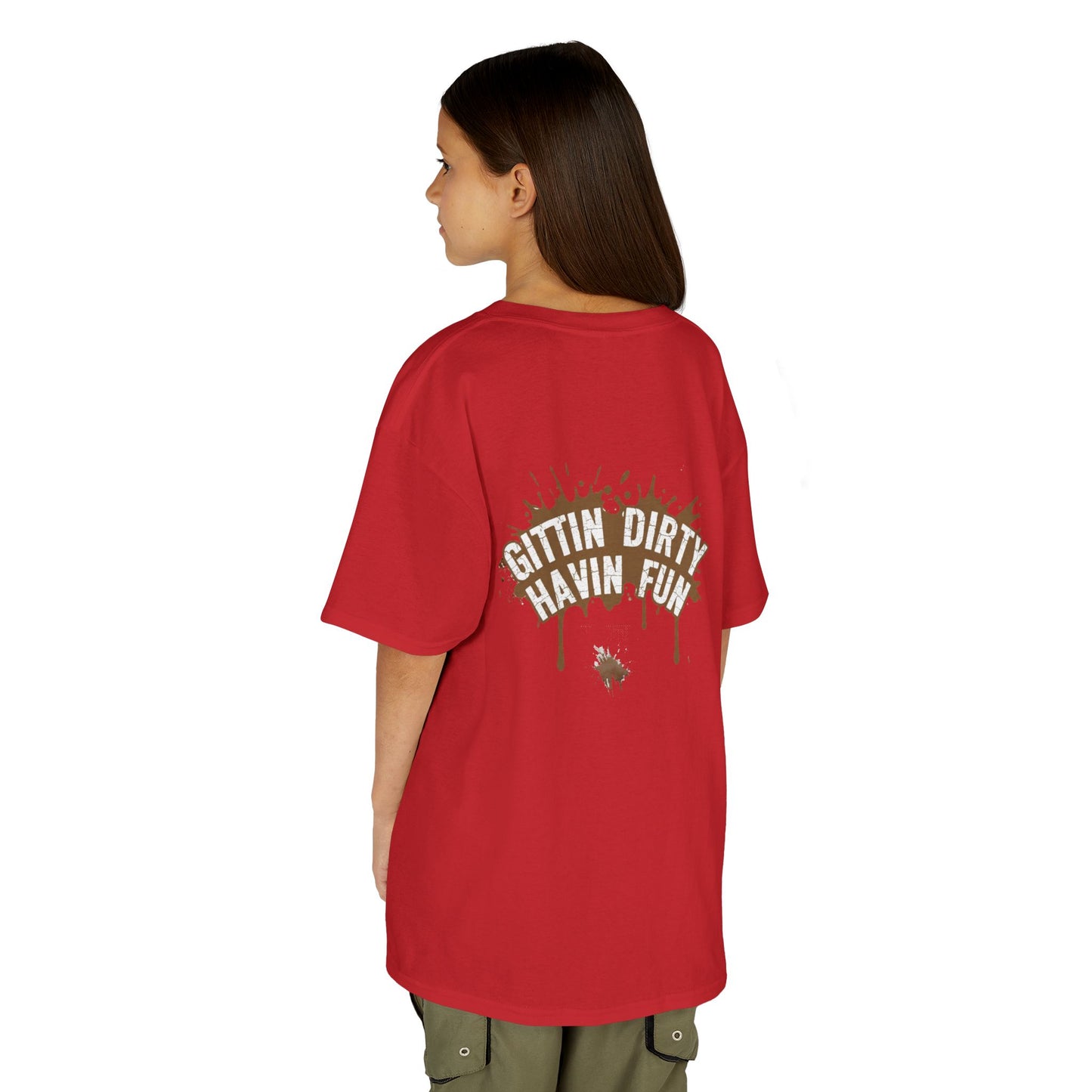 Kids Tee — 'Gittin' Dirty, Havin' Fun' Mud Splash Graphic