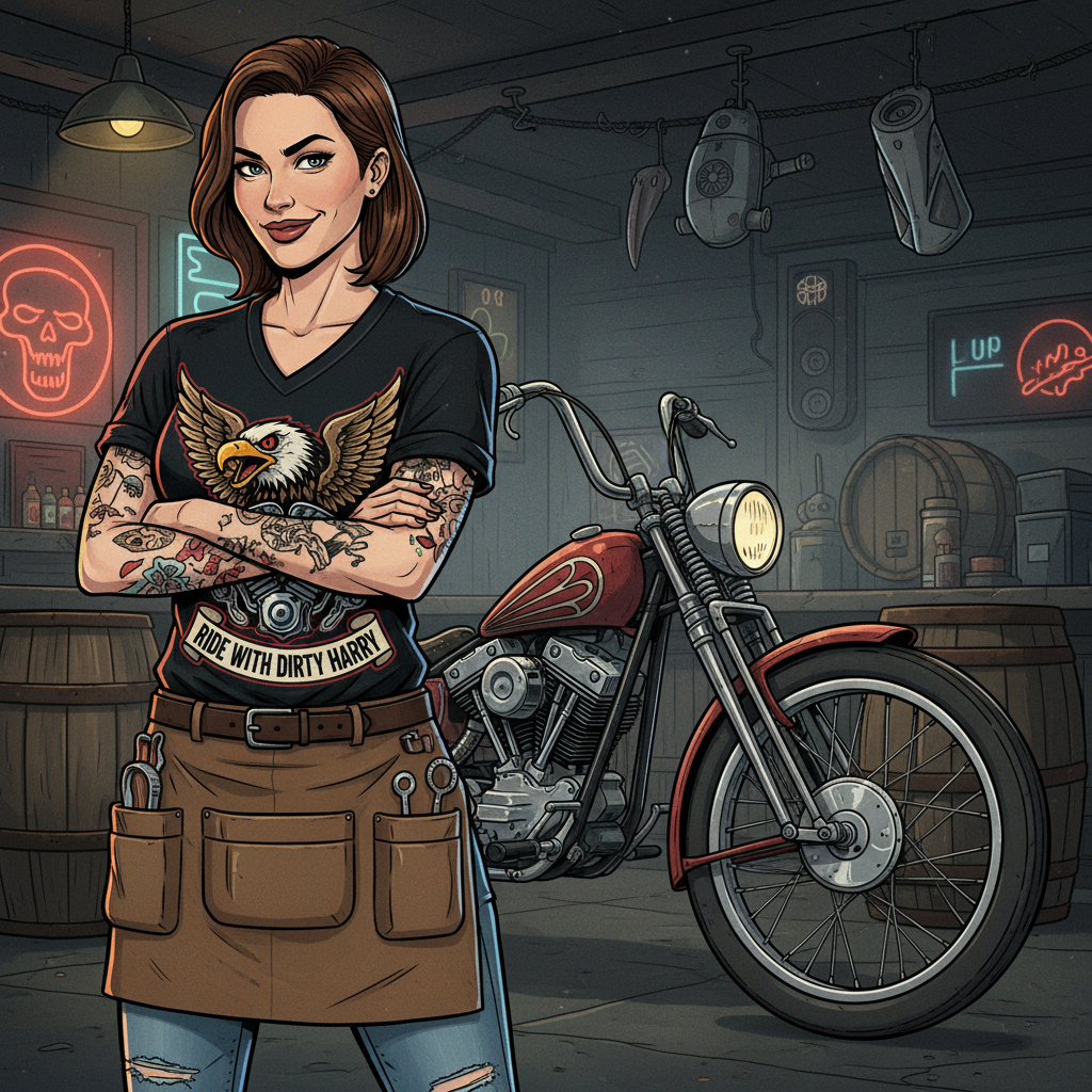 Candy's Bar v-neck motorcycle t-shirt graphic design