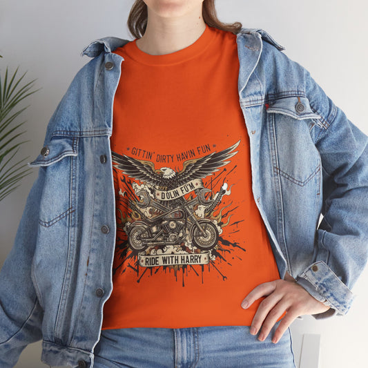 Ride With Dirty Harry Motorcycle Tee — Vintage Chopper Biker Graphic