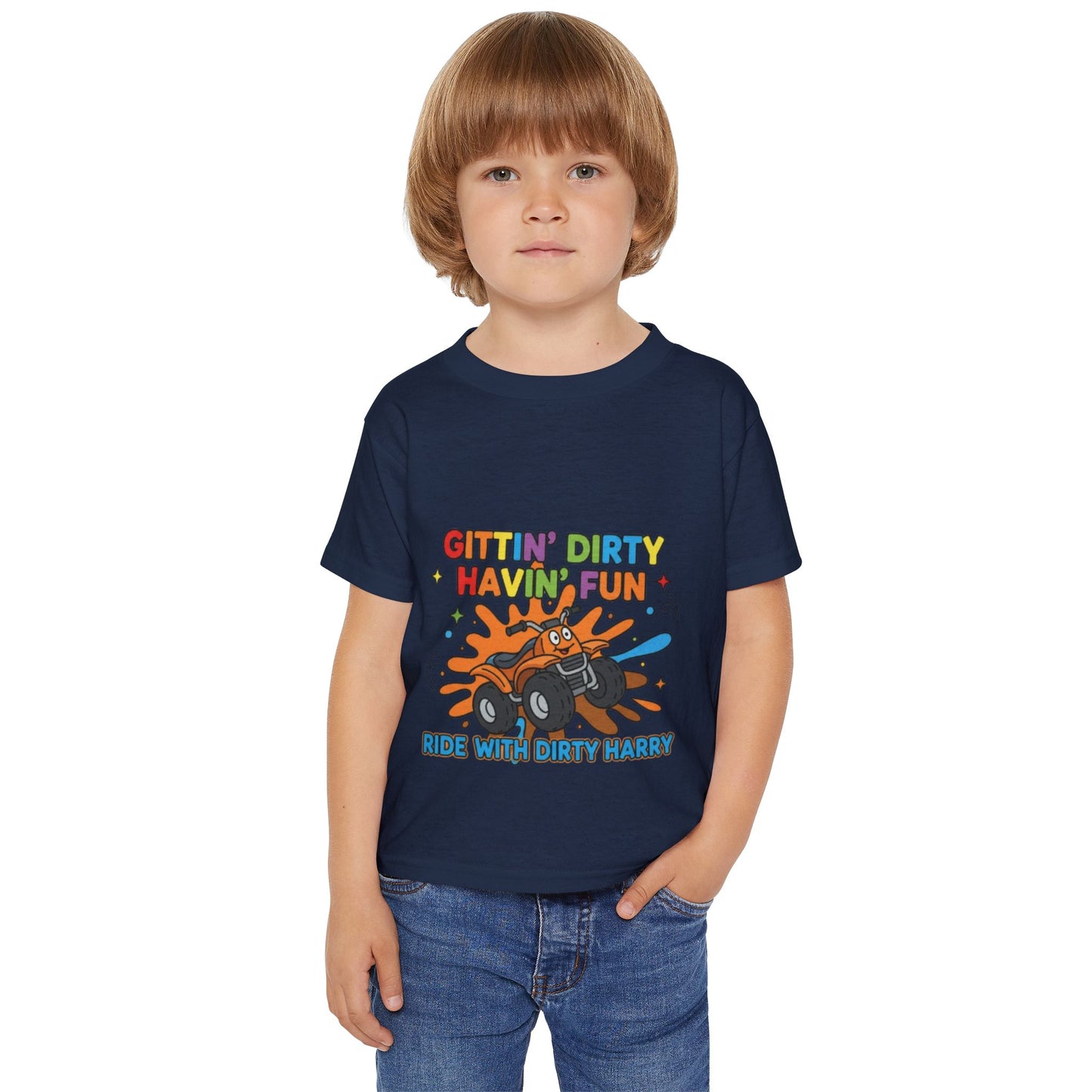 Gittin' Dirty Havin' Fun Toddler Tee — Kids Mud Truck Adventure Shirt