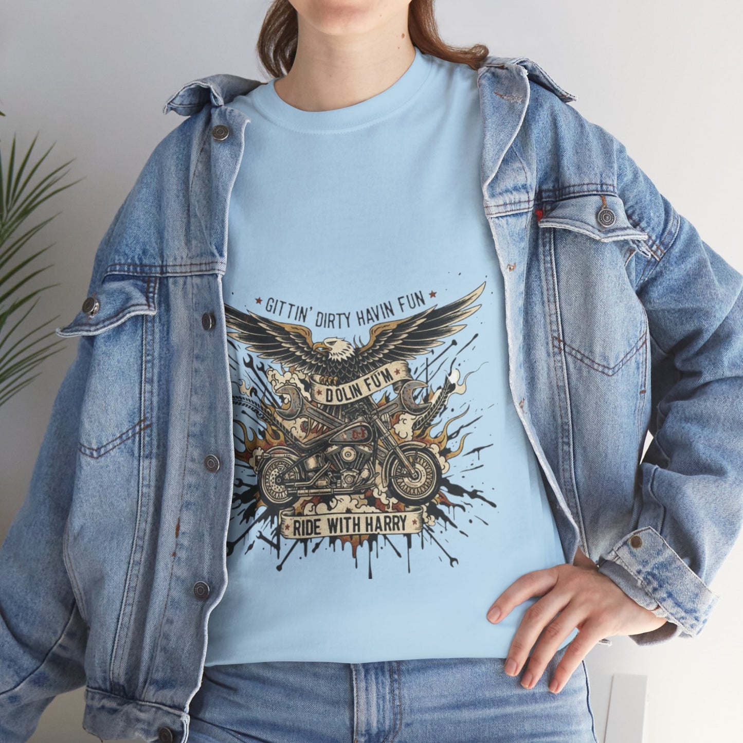 Ride With Dirty Harry Motorcycle Tee — Vintage Chopper Biker Graphic