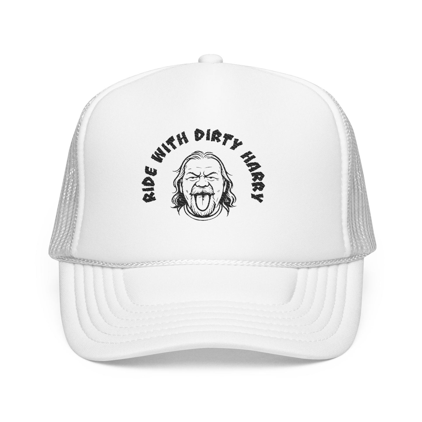 Bold Embroidered Foam Trucker Hat - Ride with Dirty Harry, Casual Cap, Summer Accessory, Outdoor Hat, Fun Gift Idea