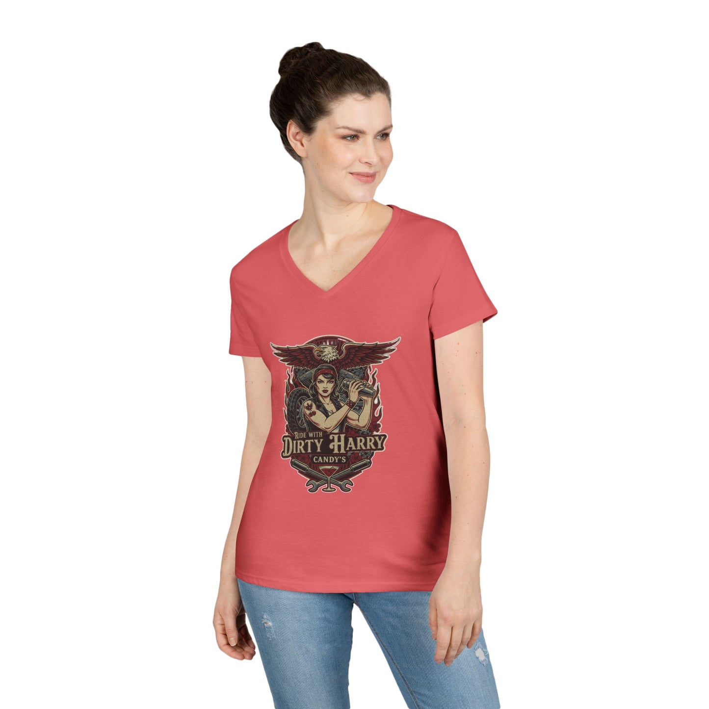 Candy V-Cut T-Shirt - Premium Women’s Slim Fit Jersey
