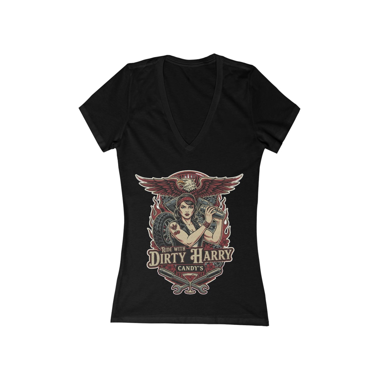Women's Jersey Short Sleeve Deep V-Neck Tee