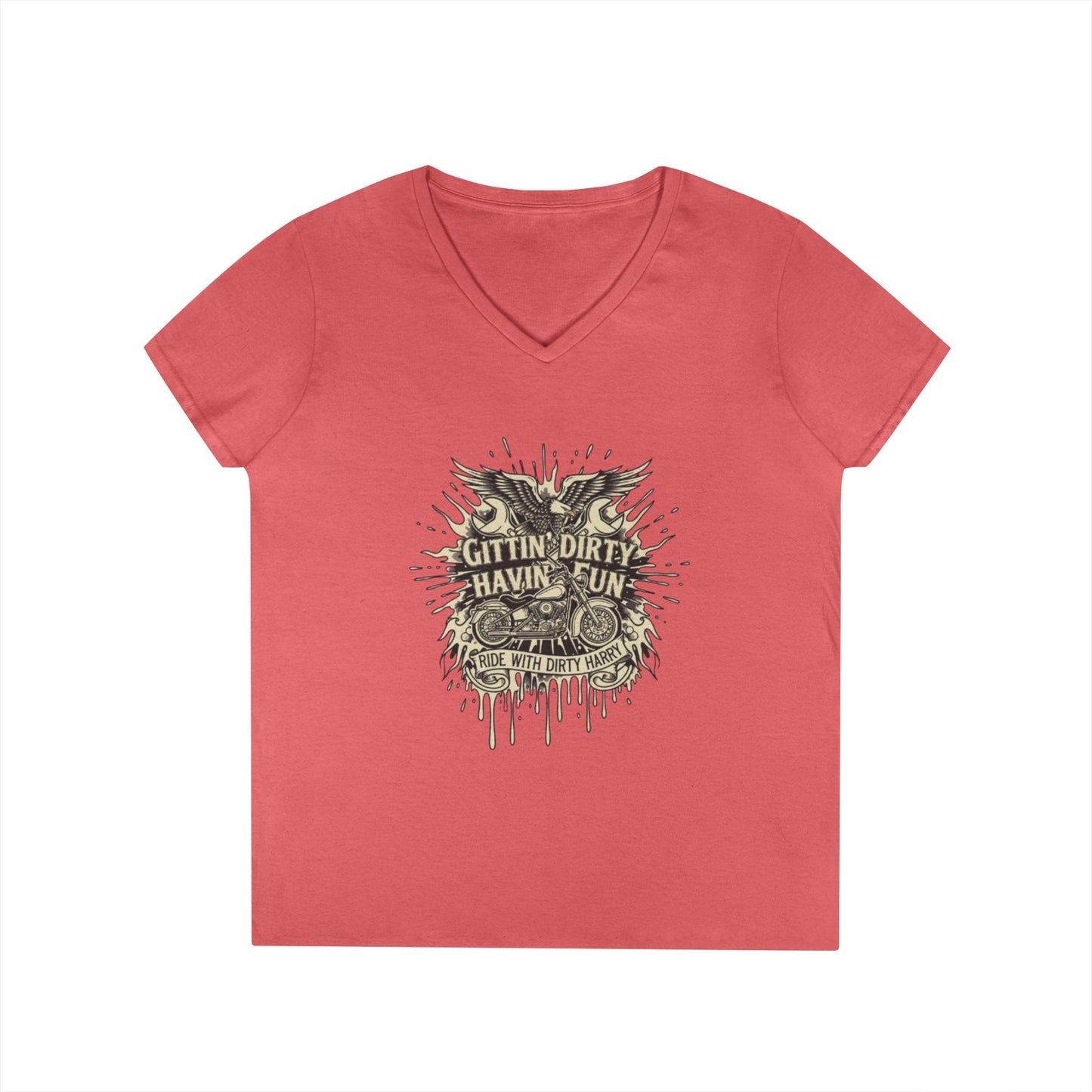 Gittin' Dirty Havin' Fun V-Neck Tee — Vintage Monster Truck Graphic
