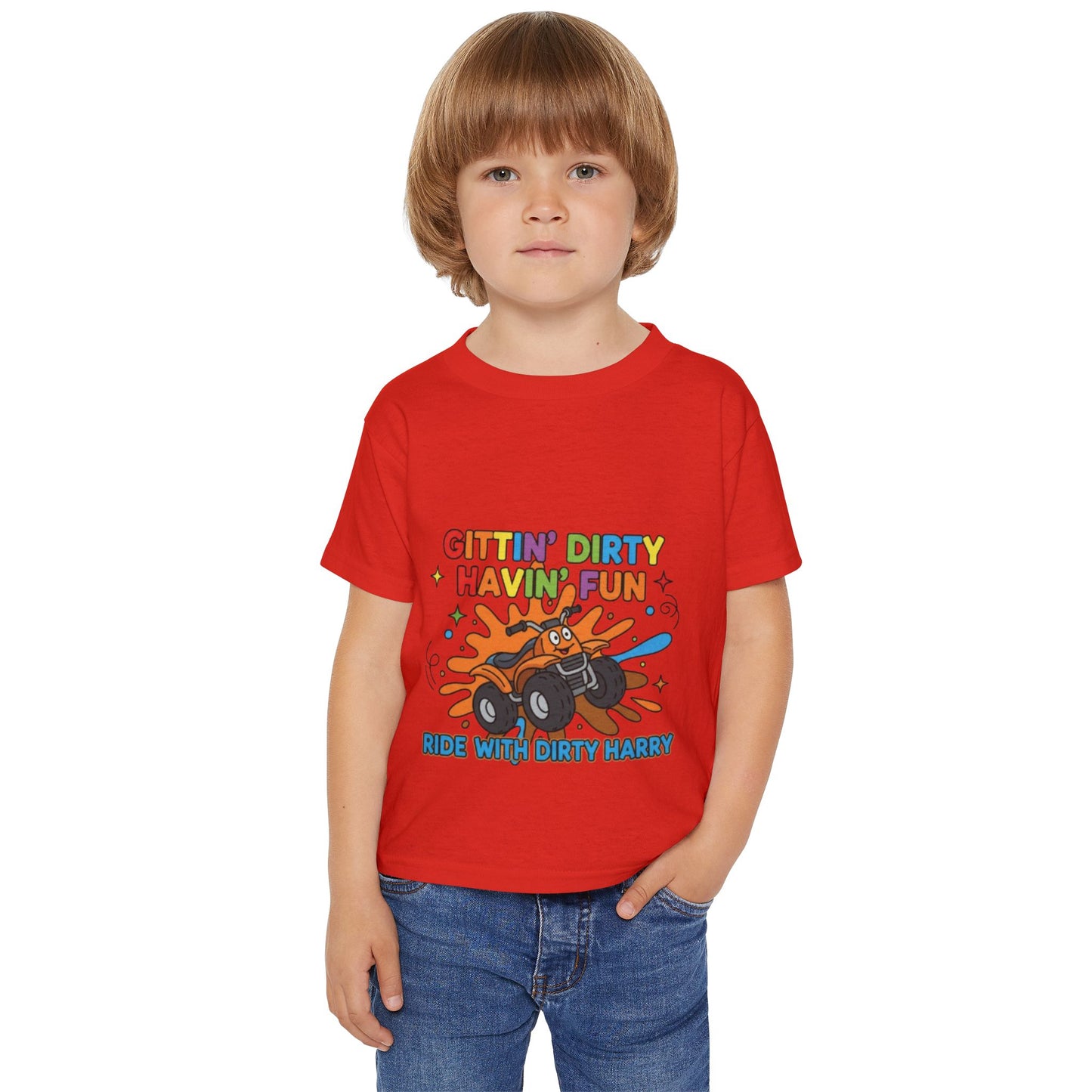 Gittin' Dirty Havin' Fun Toddler Tee — Kids Mud Truck Adventure Shirt