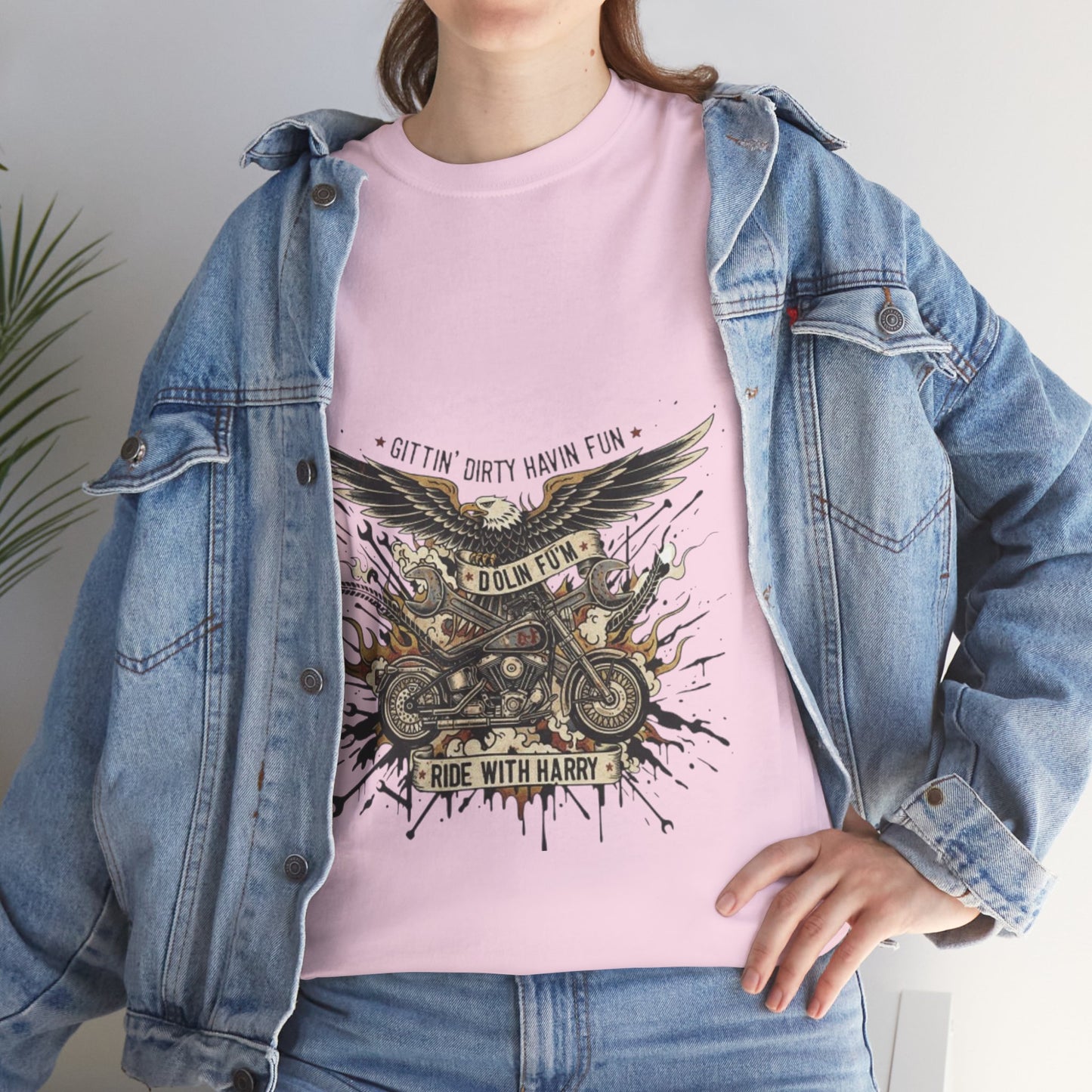 Ride With Dirty Harry Motorcycle Tee — Vintage Chopper Biker Graphic