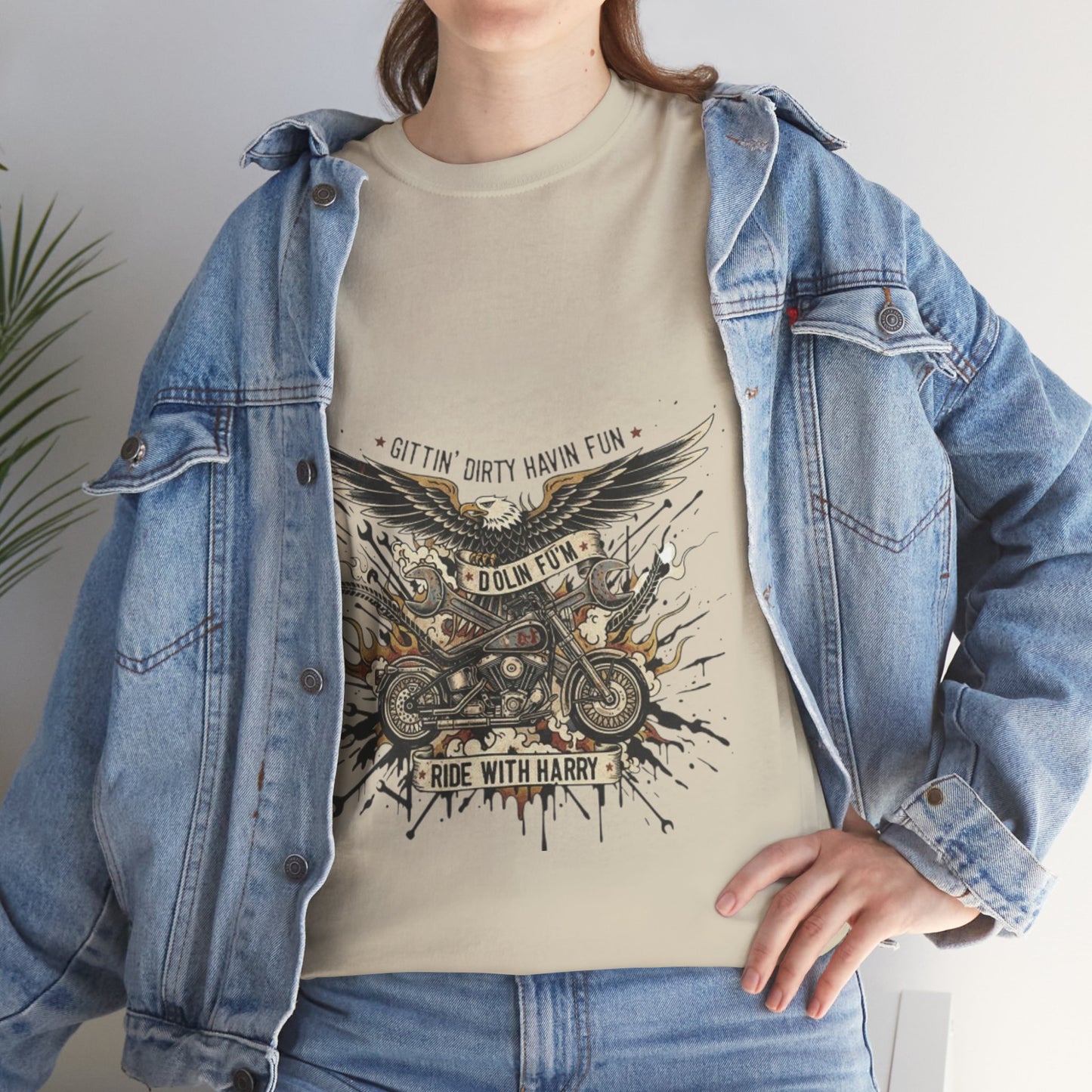 Ride With Dirty Harry Motorcycle Tee — Vintage Chopper Biker Graphic