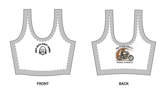 Motorcycle Skull Sports Bra — "Getting Dirty & Riding A Harley" Biker Crop Top