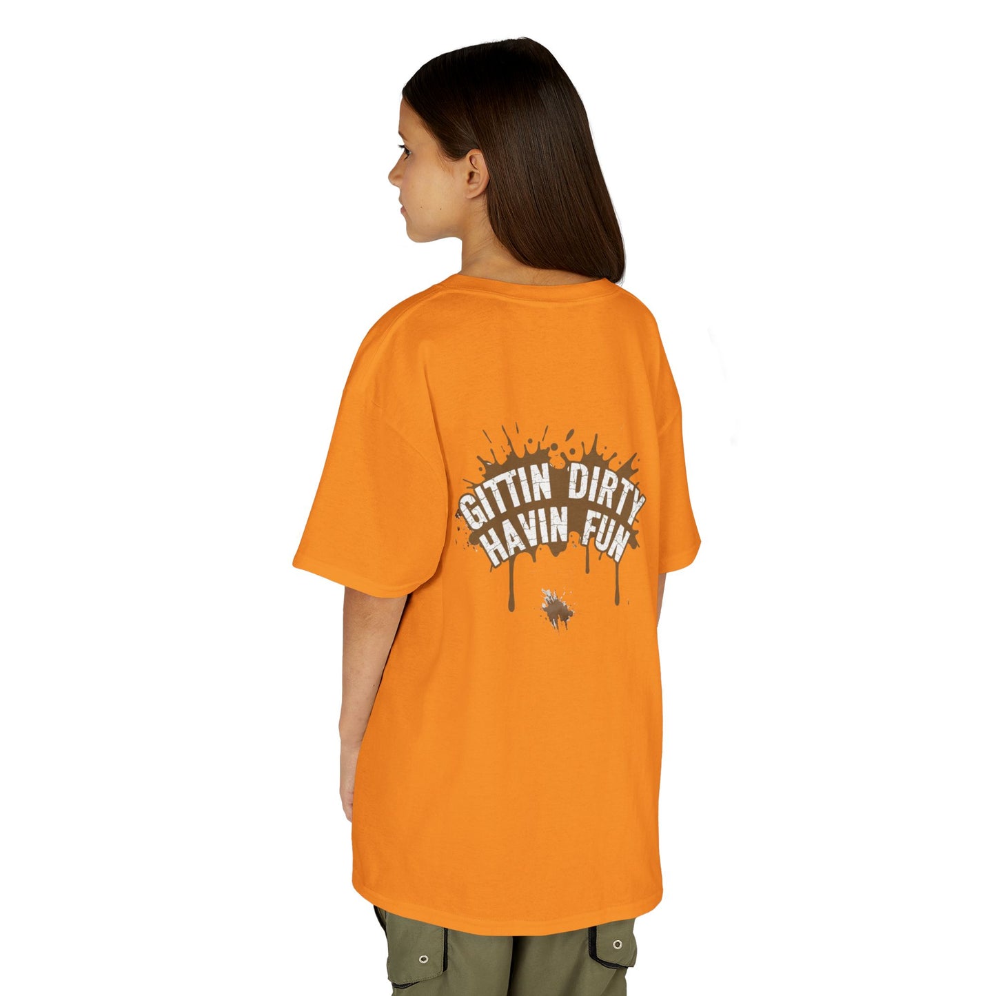 Kids Tee — 'Gittin' Dirty, Havin' Fun' Mud Splash Graphic