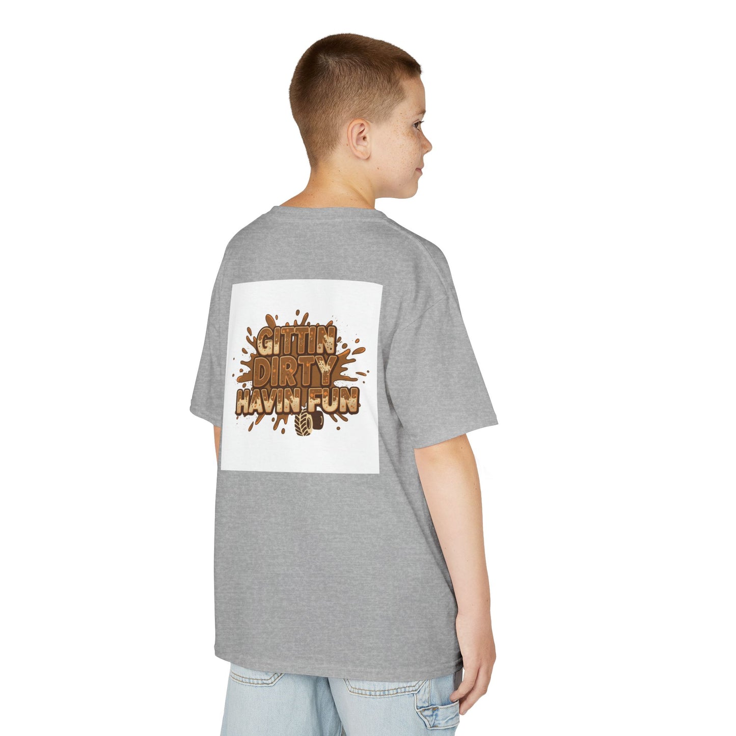 Kids T‑Shirt — "Gettin' Dirty Havin' Fun" Mud Play Graphic Tee