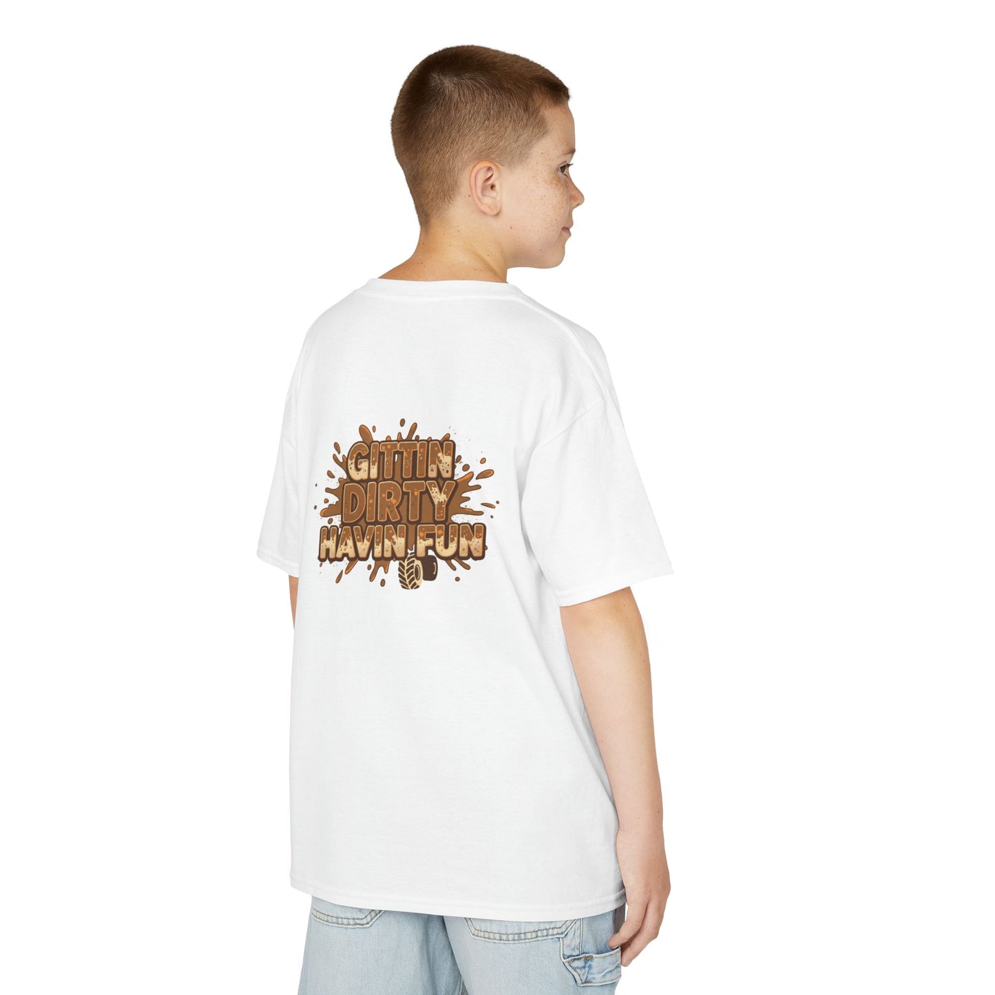 Kids T‑Shirt — "Gettin' Dirty Havin' Fun" Mud Play Graphic Tee