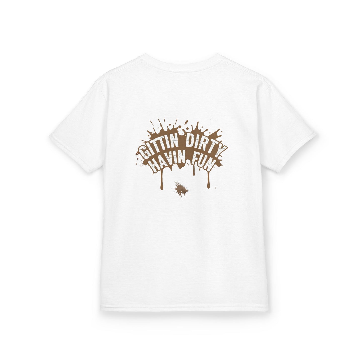 Kids Tee — 'Gittin' Dirty, Havin' Fun' Mud Splash Graphic