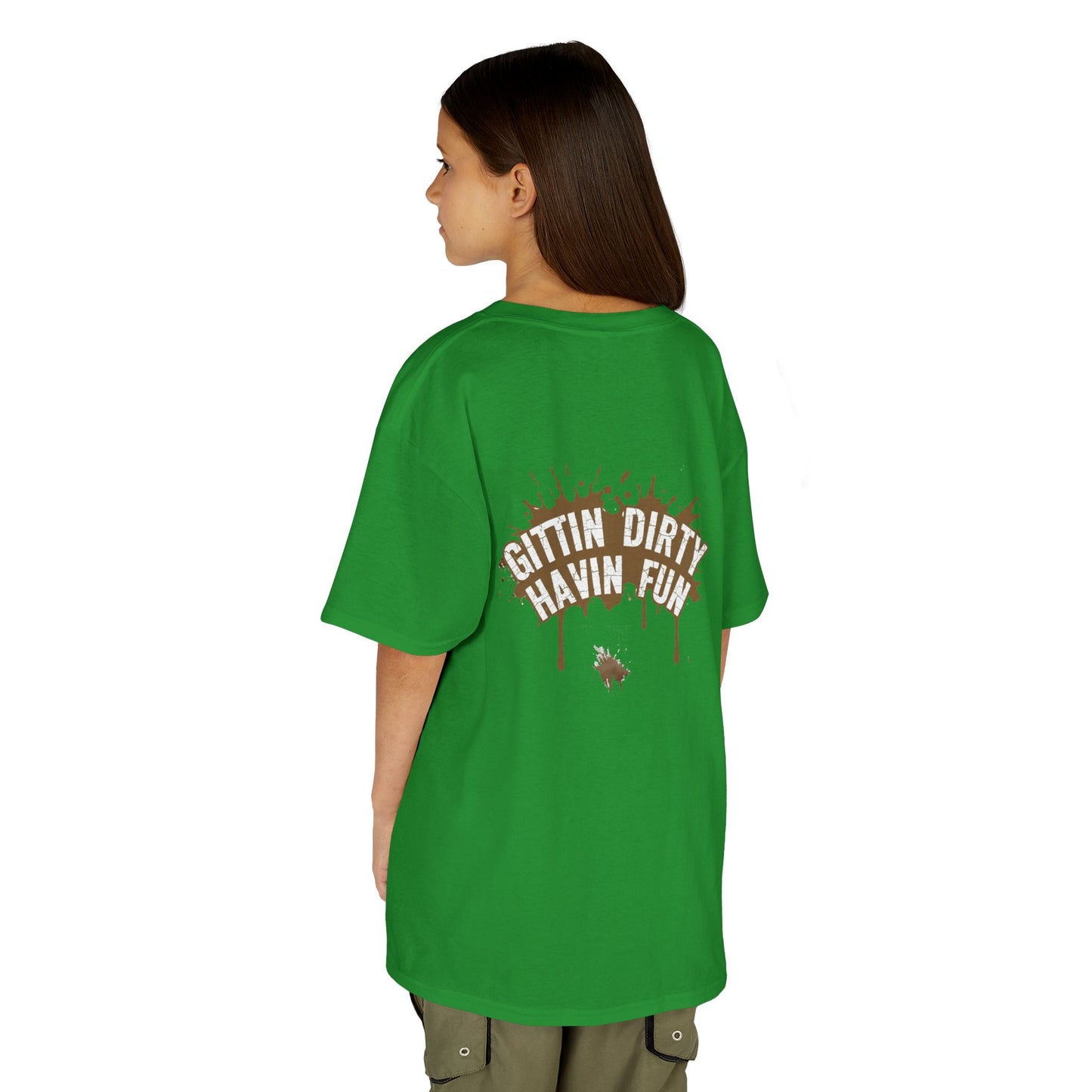 Kids Tee — 'Gittin' Dirty, Havin' Fun' Mud Splash Graphic