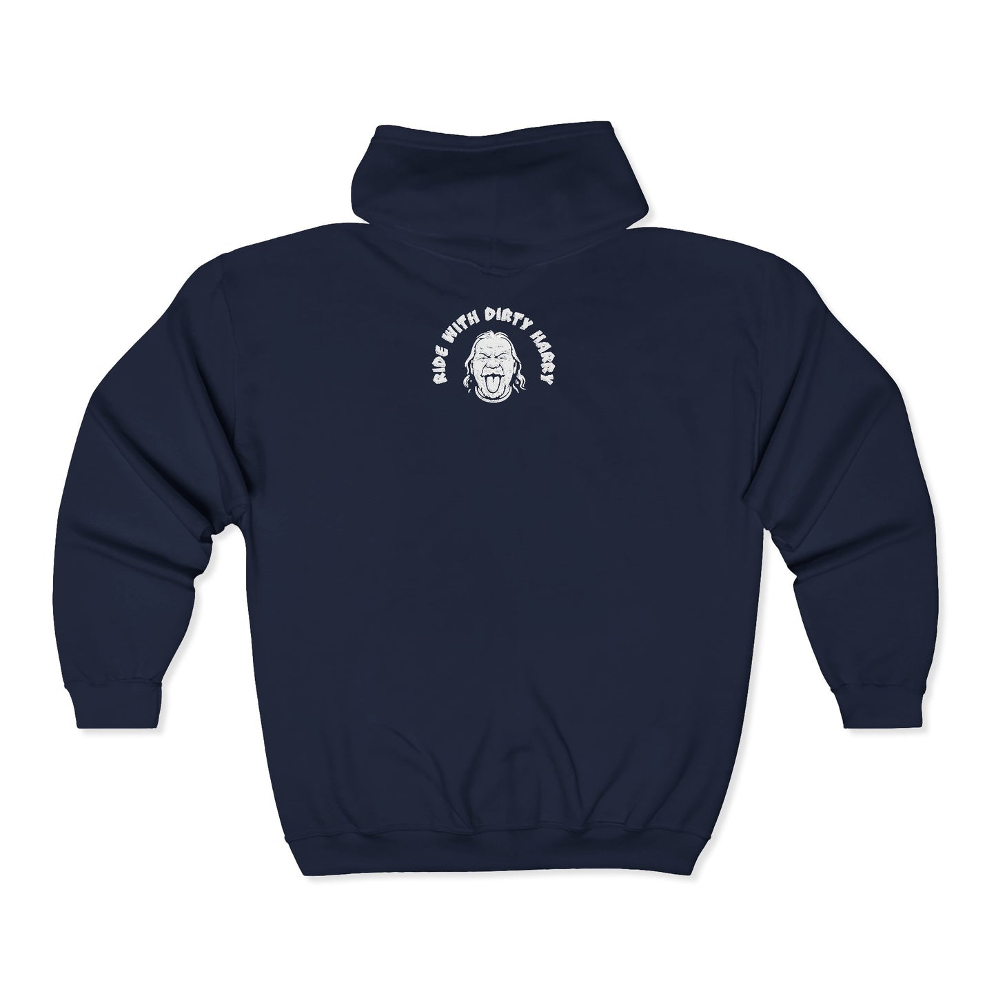 Dirty Harry logo front and back Zip Hoodie — Warm Full‑Zip Sweatshirt