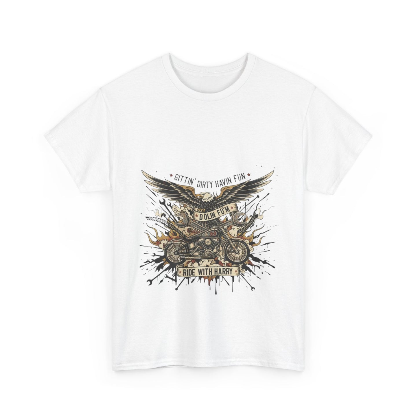 Ride With Dirty Harry Motorcycle Tee — Vintage Chopper Biker Graphic