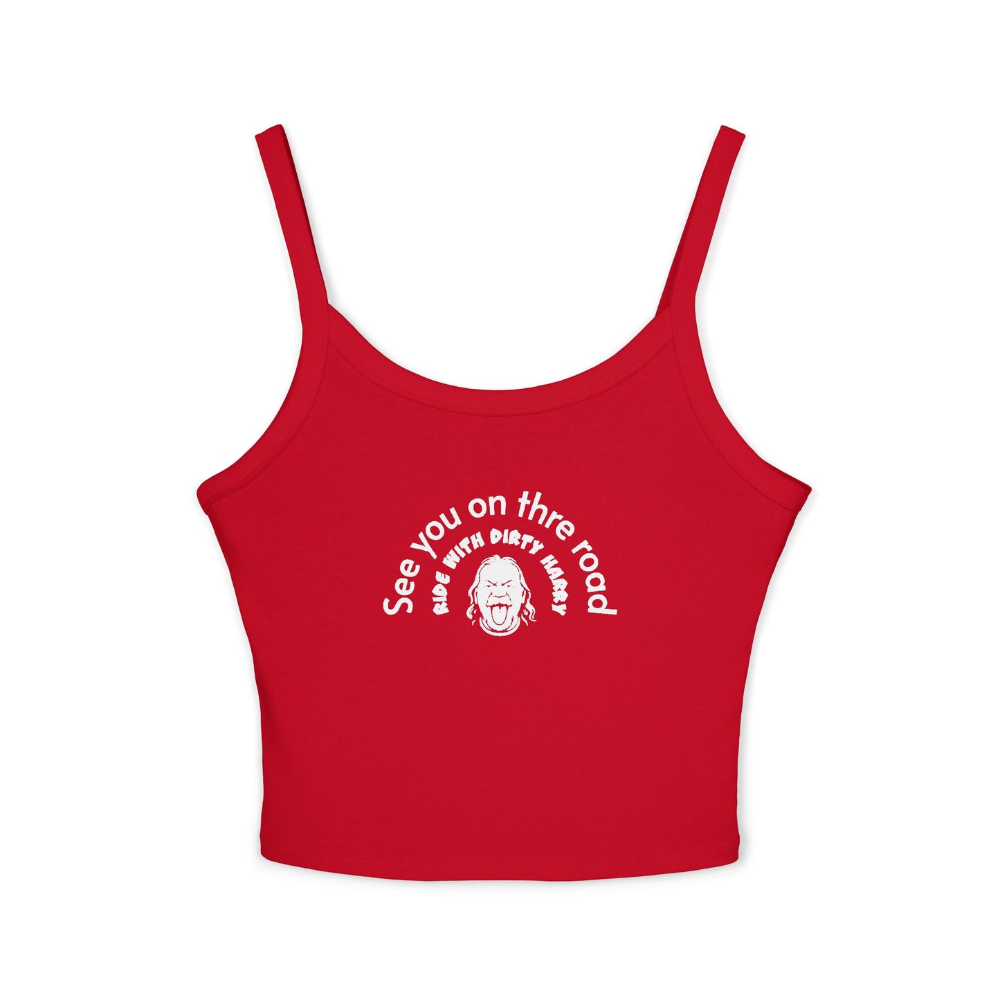 Women's 'Eat My Dust' Crop Tank — White Letters Vintage Racing Graphic