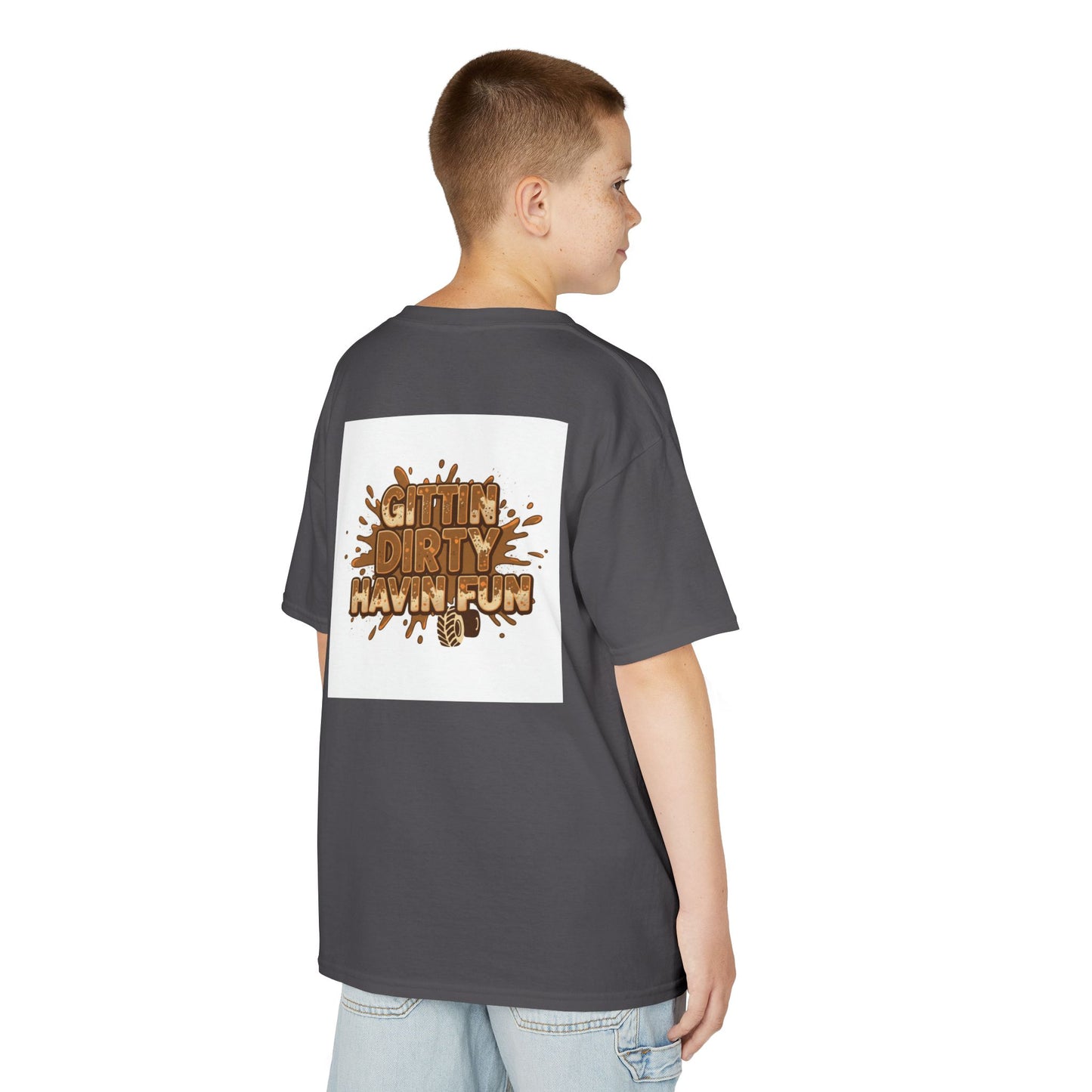 Kids T‑Shirt — "Gettin' Dirty Havin' Fun" Mud Play Graphic Tee