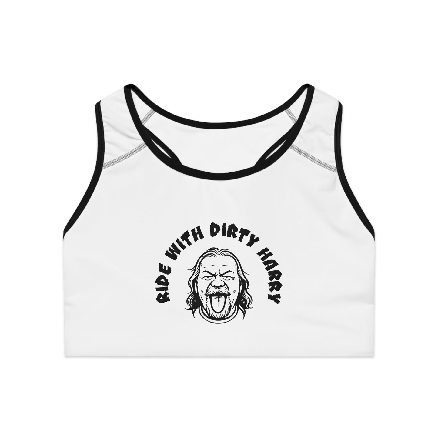 Ride with Dirty Harry Sports Bra - Fun Workout Gear, Activewear, Fitness Apparel, Gift for Gym Lovers, Unique Design