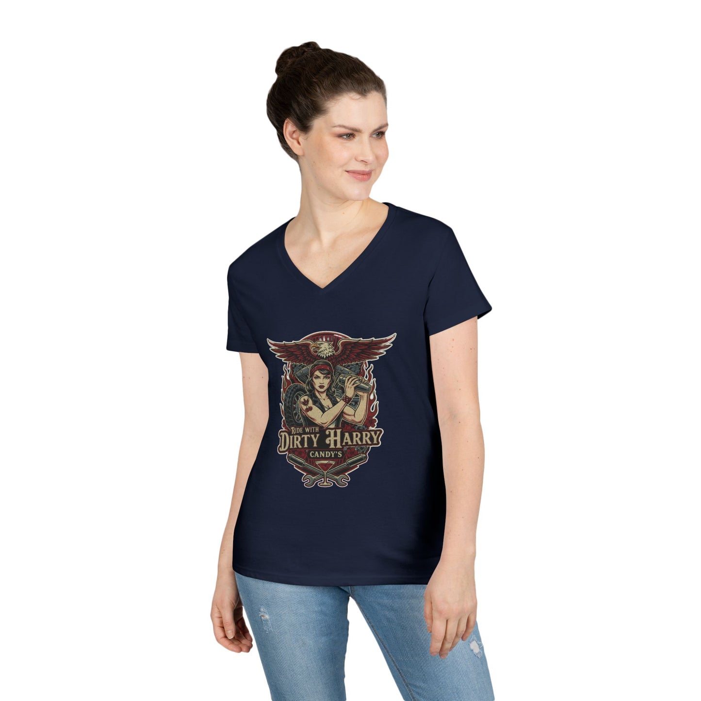 Candy V-Cut T-Shirt - Premium Women’s Slim Fit Jersey