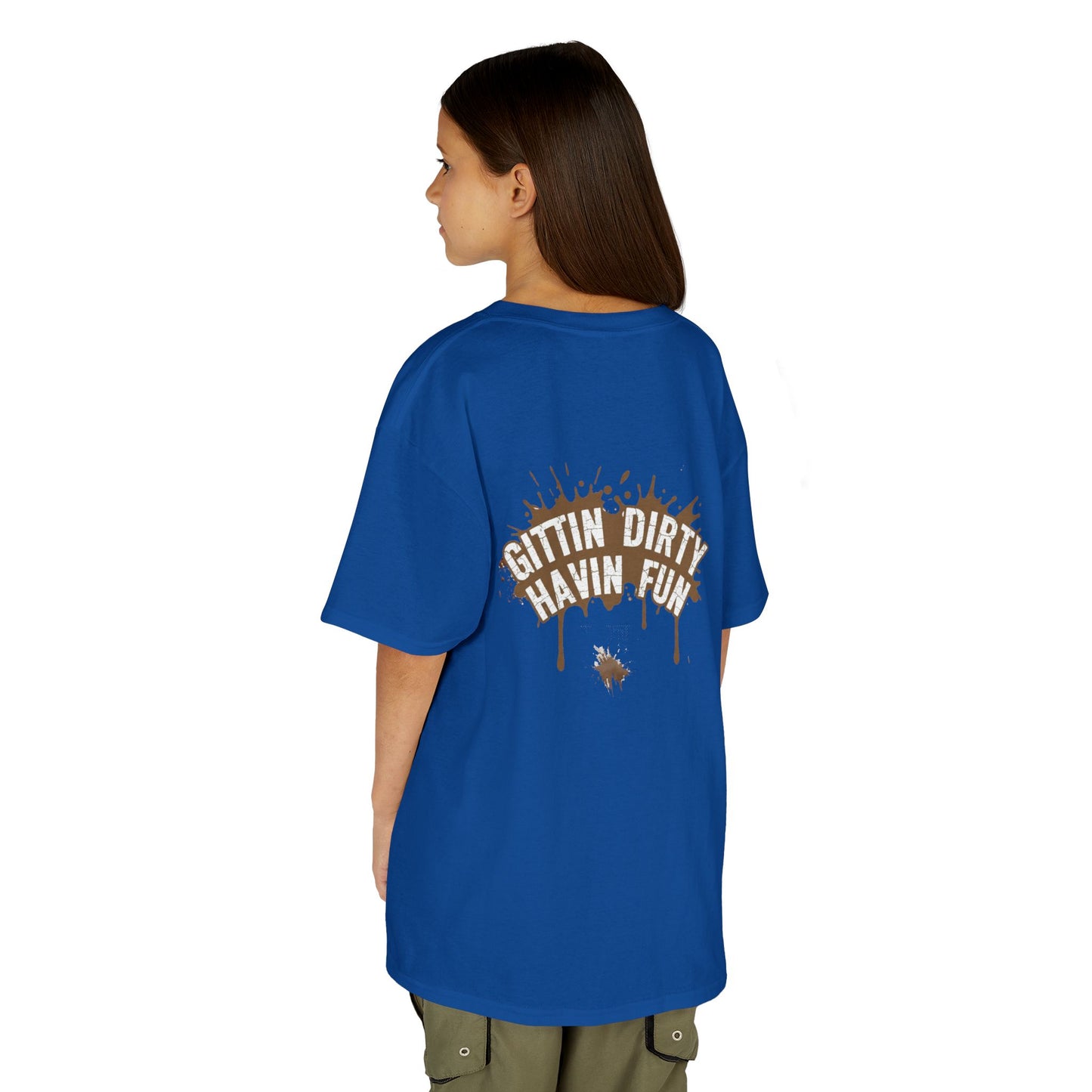 Kids Tee — 'Gittin' Dirty, Havin' Fun' Mud Splash Graphic