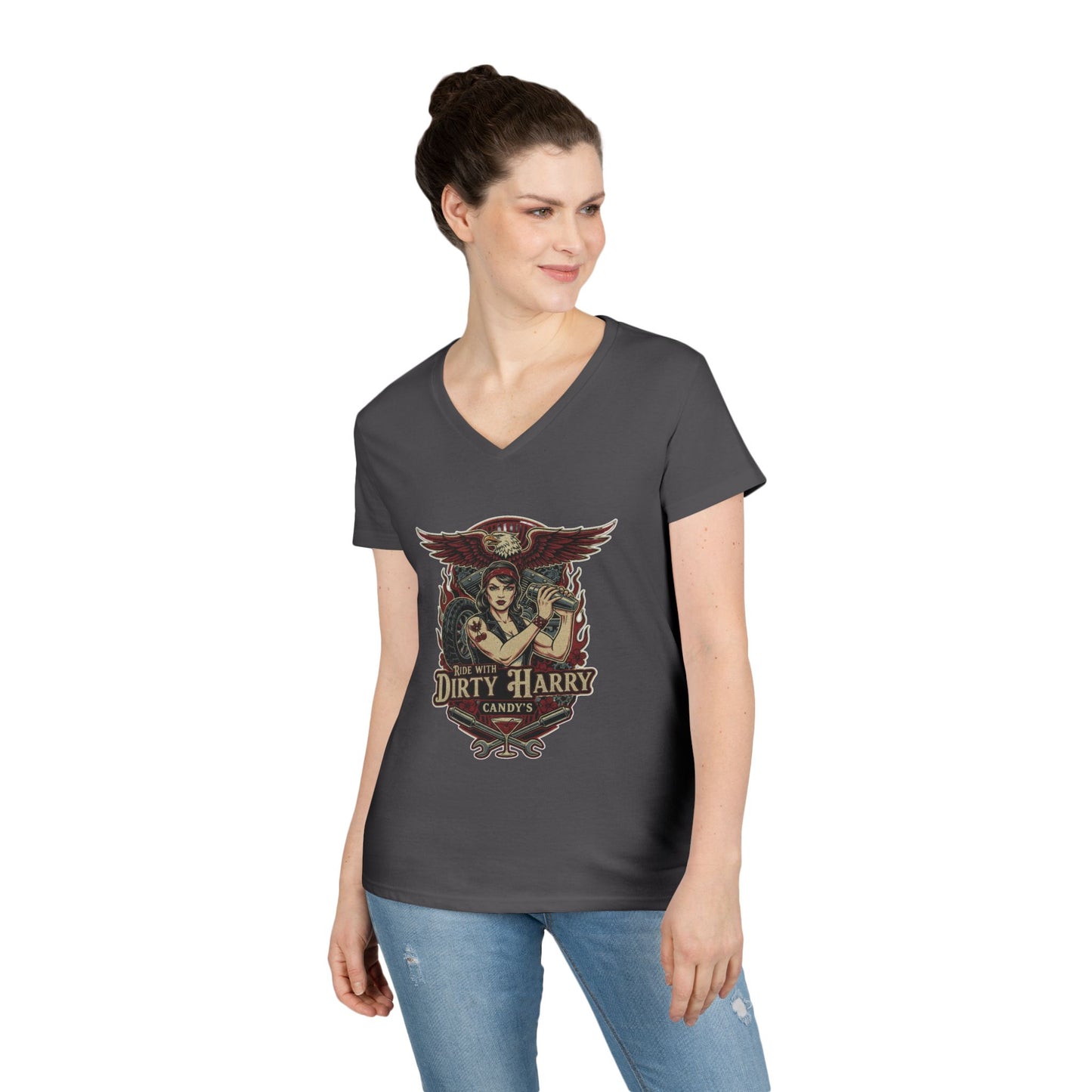 Candy V-Cut T-Shirt - Premium Women’s Slim Fit Jersey