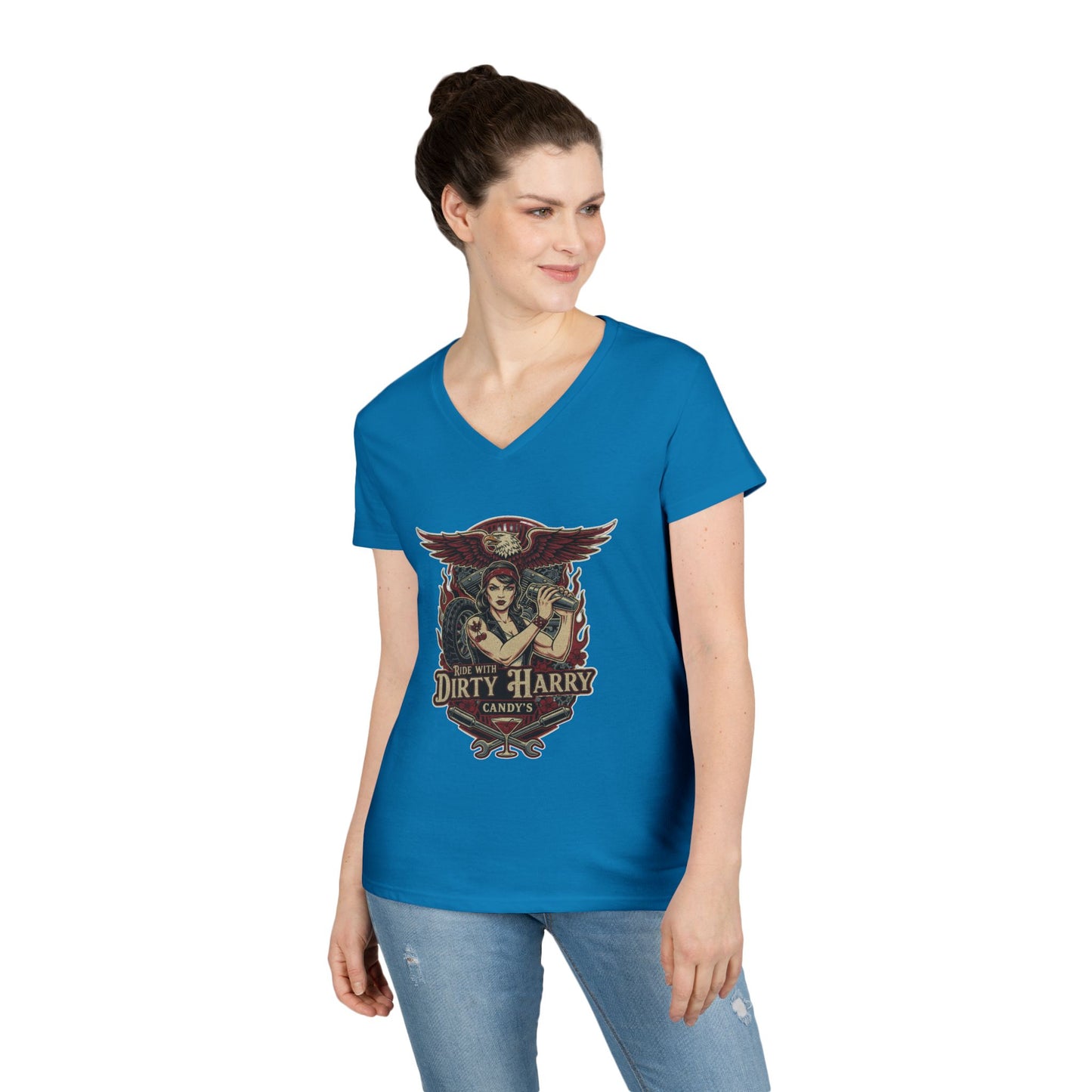 Candy V-Cut T-Shirt - Premium Women’s Slim Fit Jersey