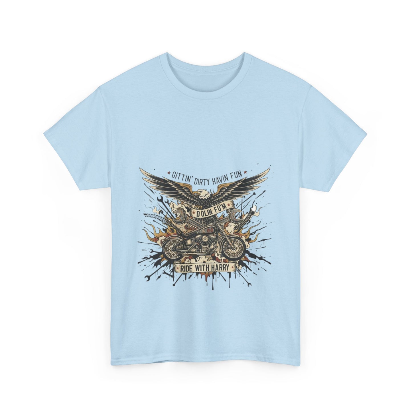 Ride With Dirty Harry Motorcycle Tee — Vintage Chopper Biker Graphic
