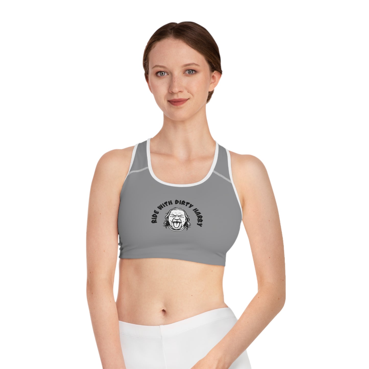 Dirtyharry Sports Bra — 'Let Dirtyharry Look Good on You' All-Over Print
