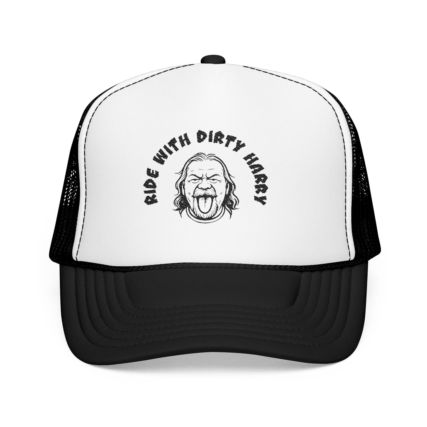 Bold Embroidered Foam Trucker Hat - Ride with Dirty Harry, Casual Cap, Summer Accessory, Outdoor Hat, Fun Gift Idea