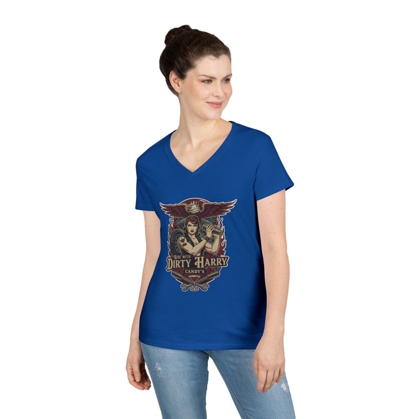 Candy V-Cut T-Shirt - Premium Women’s Slim Fit Jersey