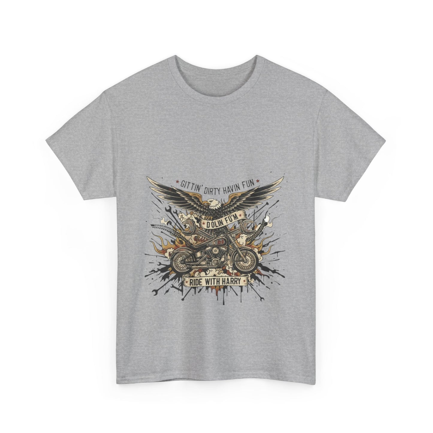 Ride With Dirty Harry Motorcycle Tee — Vintage Chopper Biker Graphic