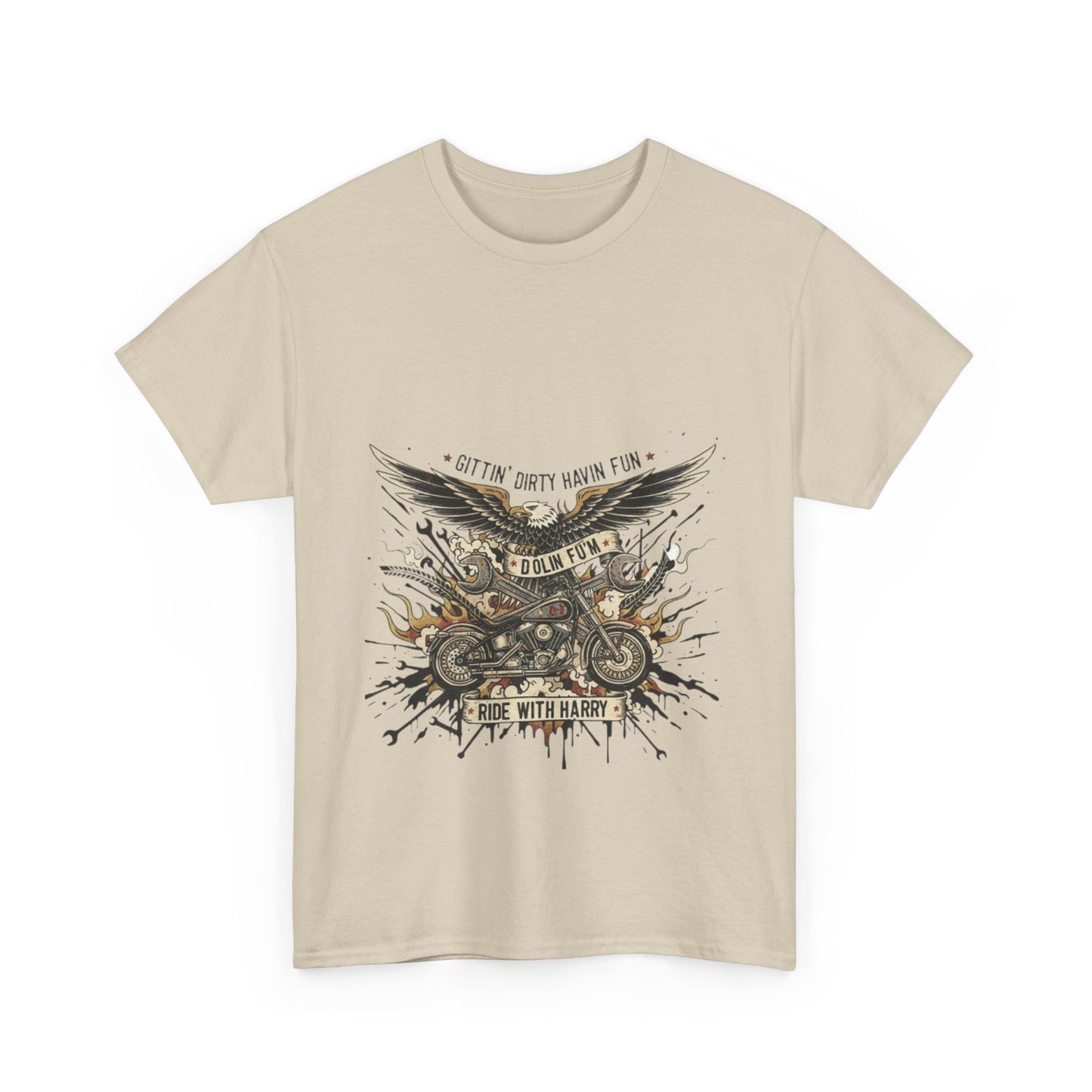 Ride With Dirty Harry Motorcycle Tee — Vintage Chopper Biker Graphic