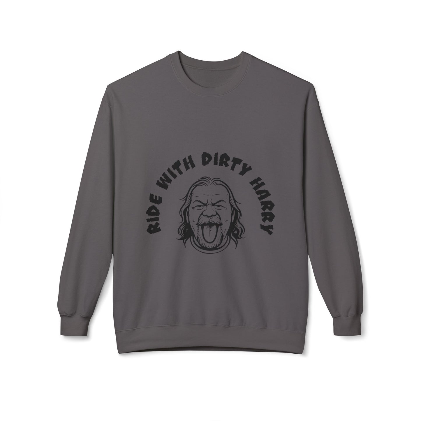 Ride With Dirty Harry Crewneck Sweatshirt — Vintage Biker Graphic Pullover