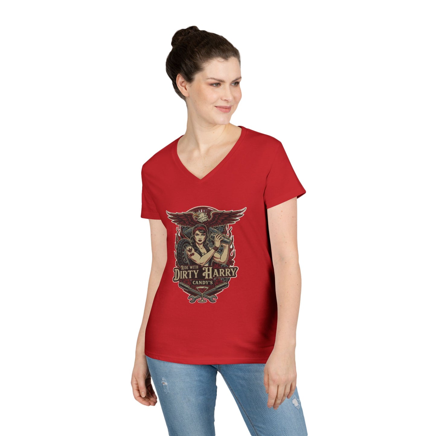 Candy V-Cut T-Shirt - Premium Women’s Slim Fit Jersey