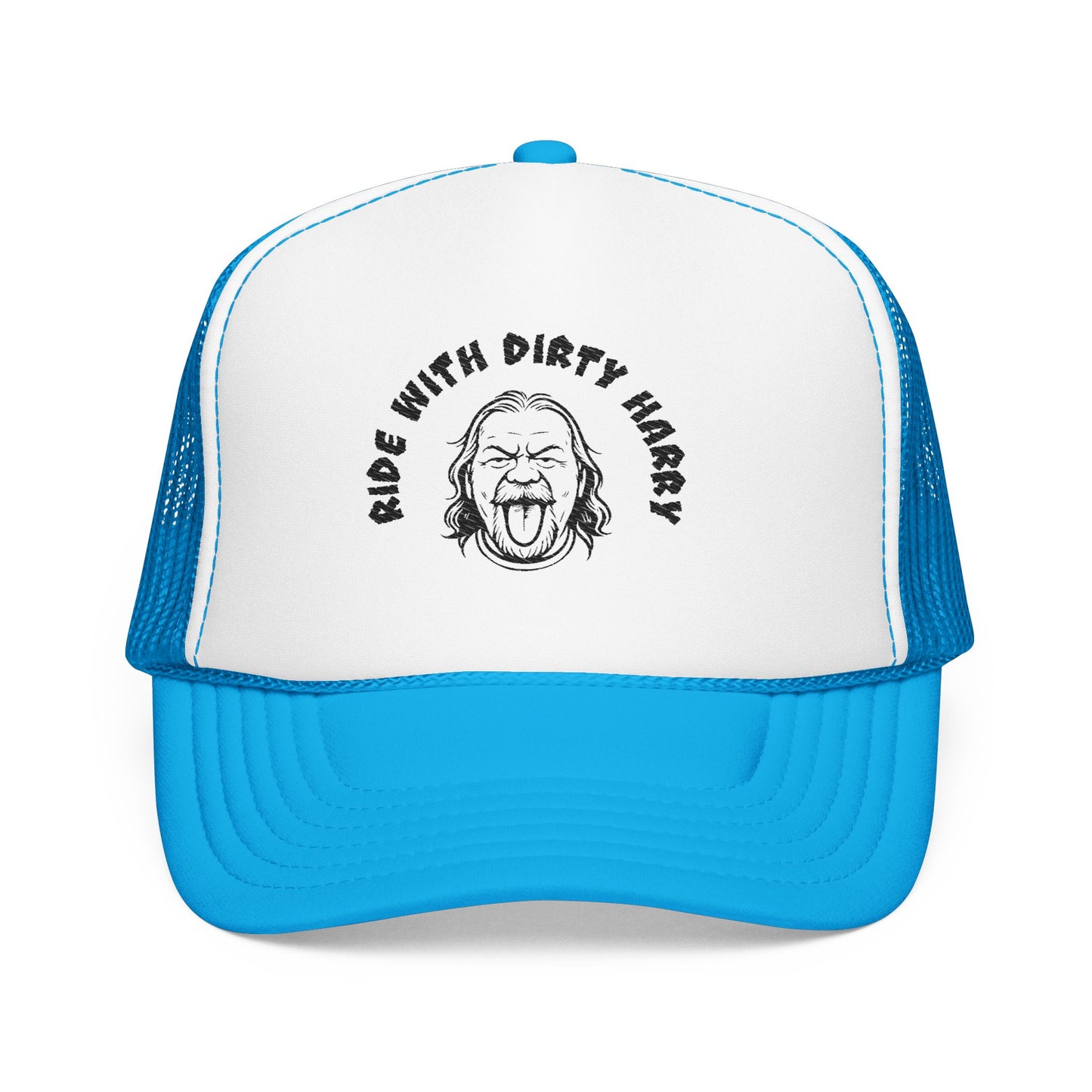 Bold Embroidered Foam Trucker Hat - Ride with Dirty Harry, Casual Cap, Summer Accessory, Outdoor Hat, Fun Gift Idea