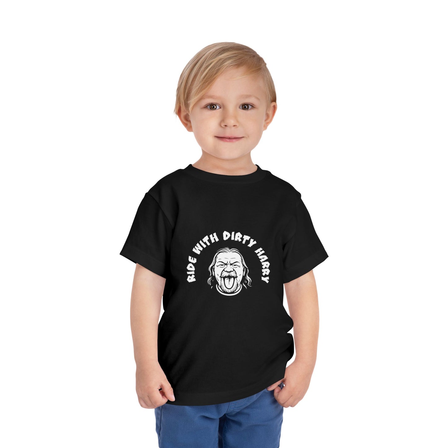 Toddler Graphic Tee - Playful and Fun T-Shirt for Kids, Ride with Dirty Harry Design, Perfect for Birthdays, Everyday Wear, Gifts
