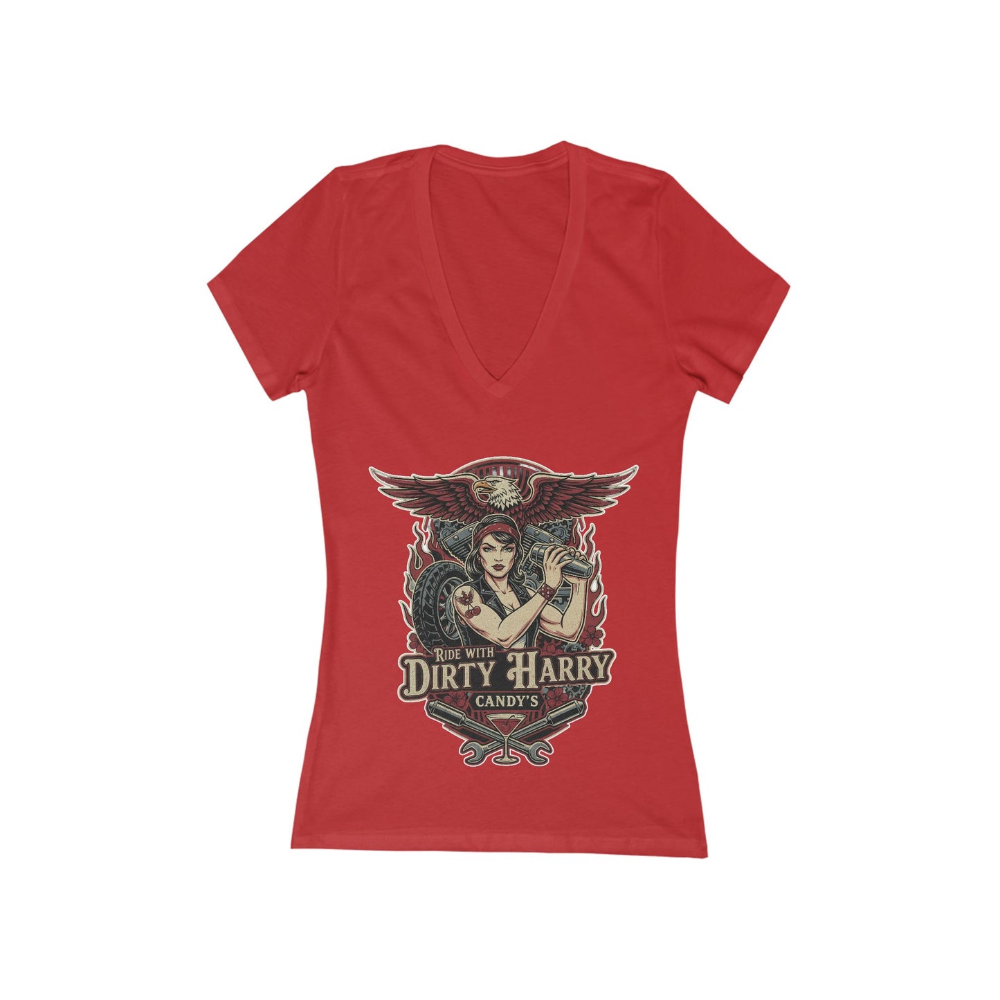 Women's Jersey Short Sleeve Deep V-Neck Tee