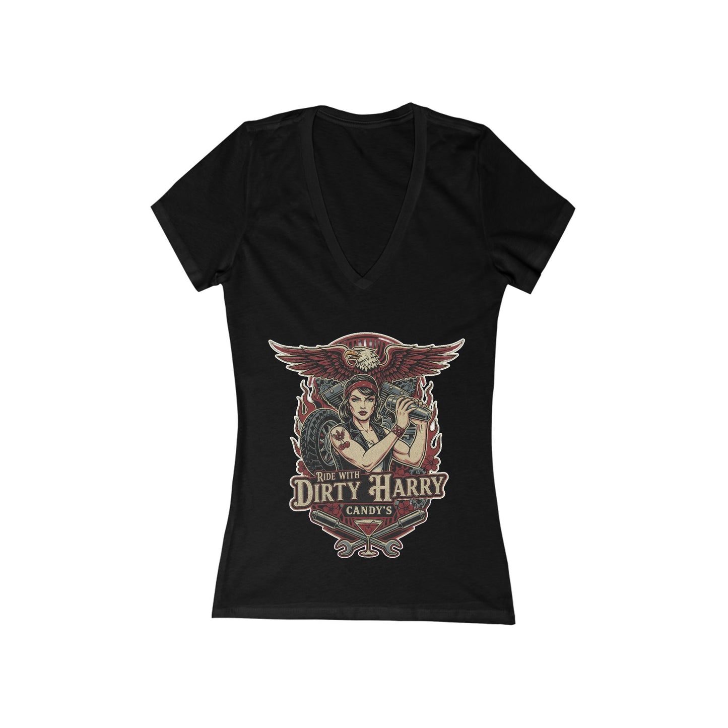 Women's Jersey Short Sleeve Deep V-Neck Tee
