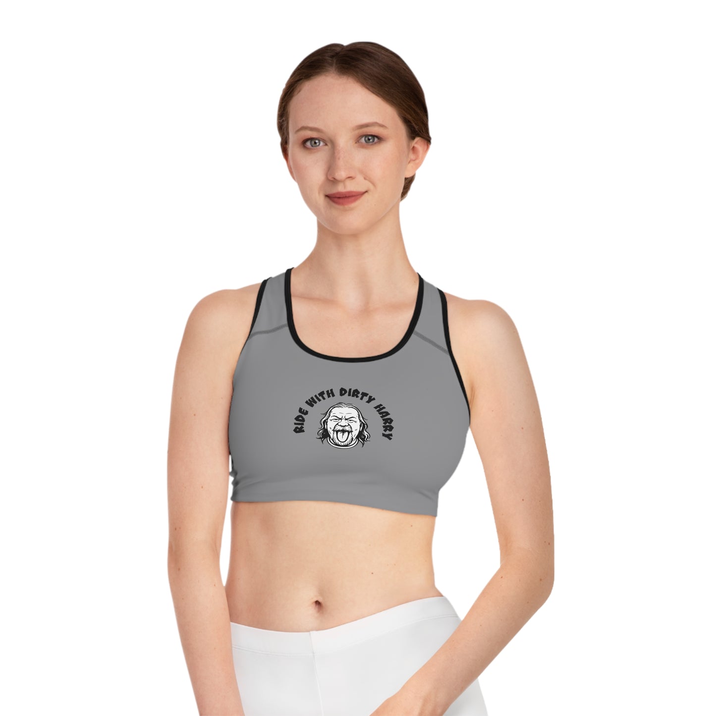 Dirtyharry Sports Bra — 'Let Dirtyharry Look Good on You' All-Over Print
