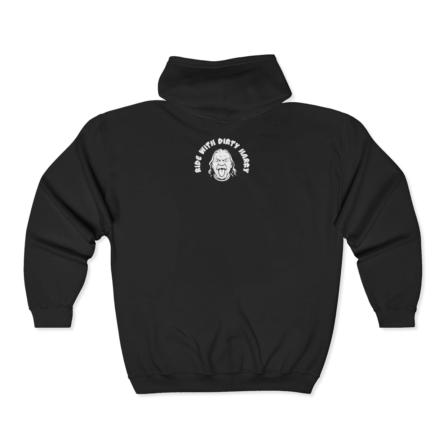 Dirty Harry logo front and back Zip Hoodie — Warm Full‑Zip Sweatshirt