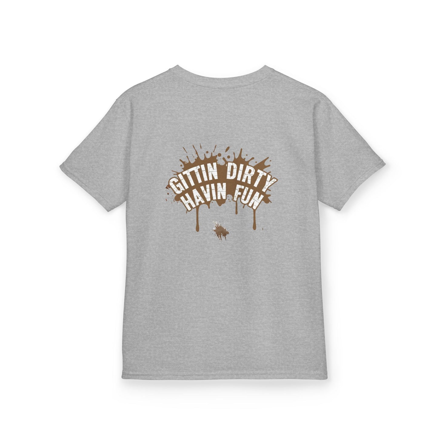 Kids Tee — 'Gittin' Dirty, Havin' Fun' Mud Splash Graphic