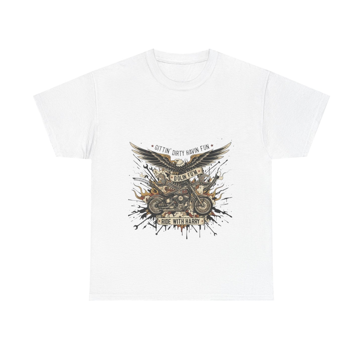 Ride With Dirty Harry Motorcycle Tee — Vintage Chopper Biker Graphic