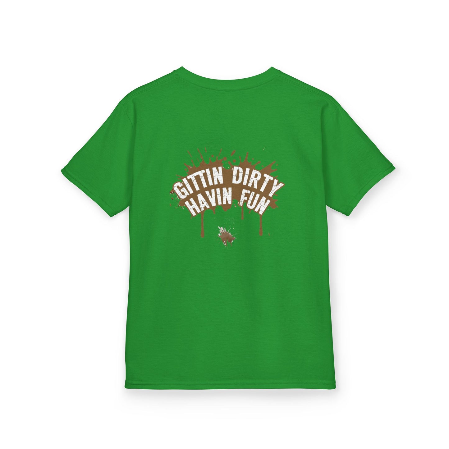 Kids Tee — 'Gittin' Dirty, Havin' Fun' Mud Splash Graphic