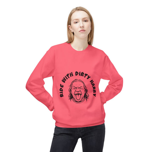 Ride With Dirty Harry Crewneck Sweatshirt — Vintage Biker Graphic Pullover