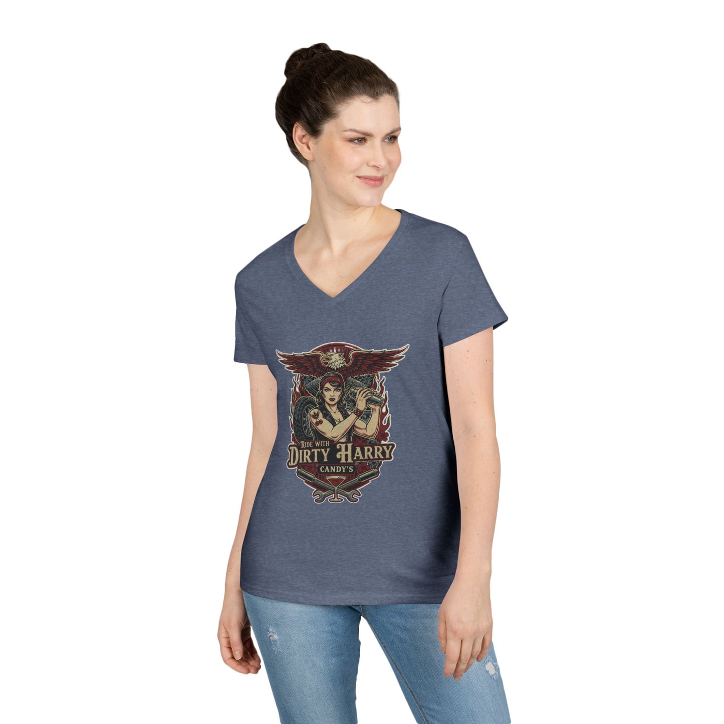 Candy V-Cut T-Shirt - Premium Women’s Slim Fit Jersey
