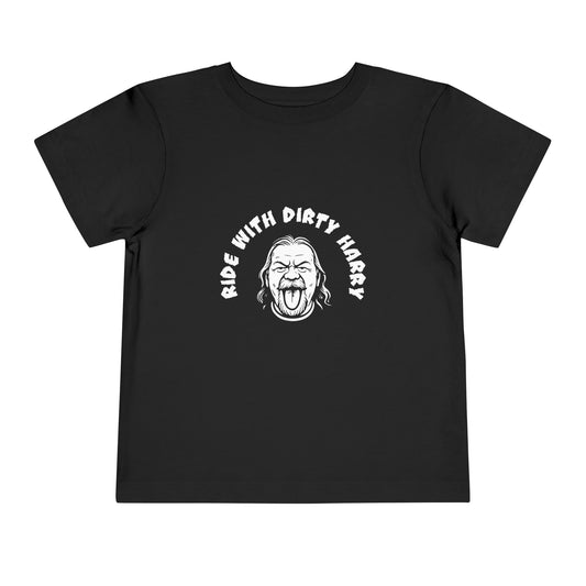 Toddler Graphic Tee - Playful and Fun T-Shirt for Kids, Ride with Dirty Harry Design, Perfect for Birthdays, Everyday Wear, Gifts