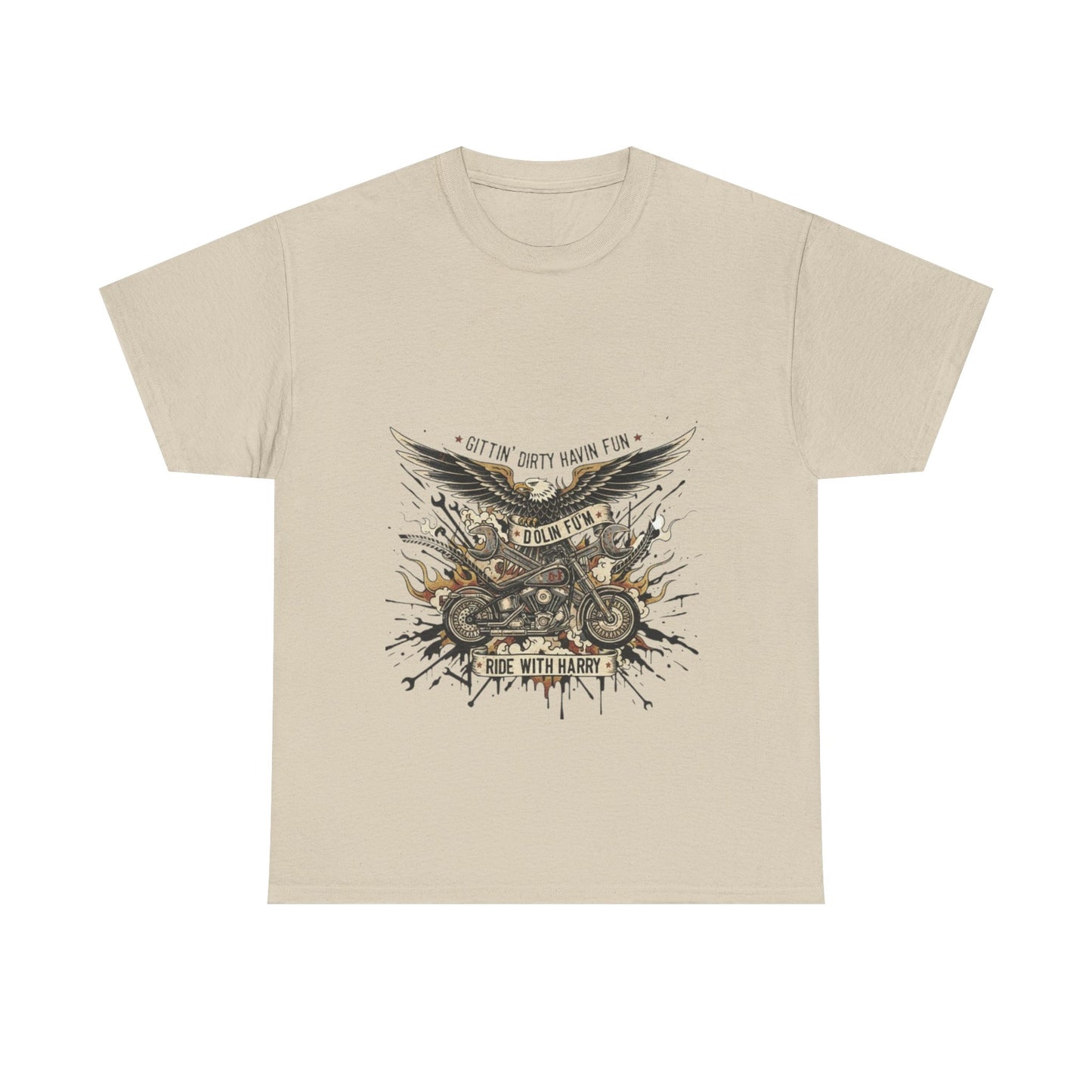 Ride With Dirty Harry Motorcycle Tee — Vintage Chopper Biker Graphic