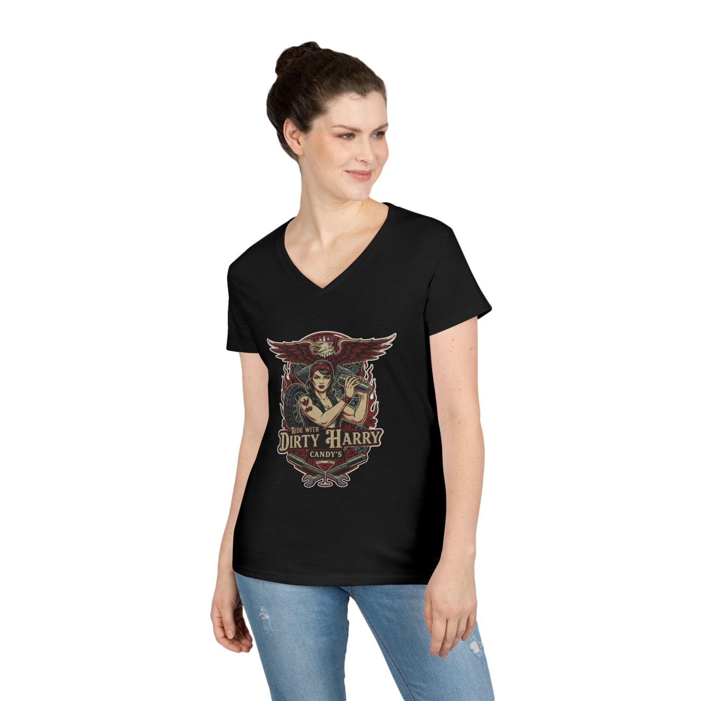 Candy V-Cut T-Shirt - Premium Women’s Slim Fit Jersey